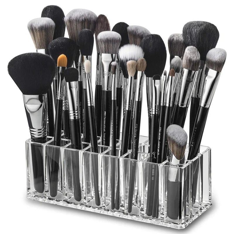 24-Slot Clear Acrylic Makeup Brush & Lipstick Organizer Makeup Organizer QXL
