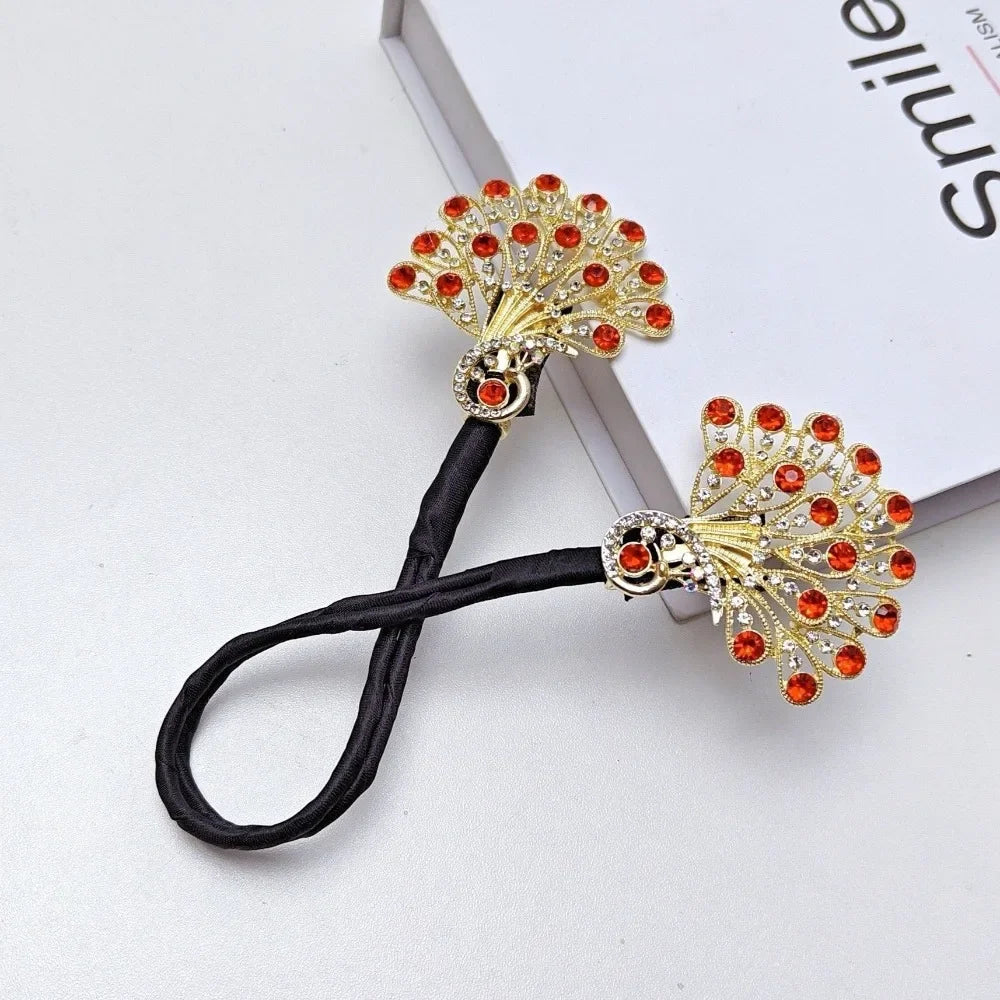 Peacock Hair Bun Maker Twist Snap Tool | Elegant Style Hair Bun Maker QXL Red