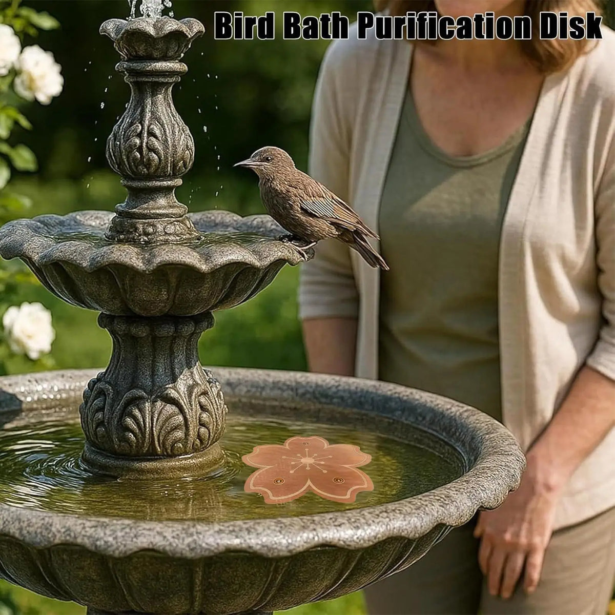 Copper Bird Bath Purification Disc | Rust-Resistant Cleaner Bird Bath Disc QXL