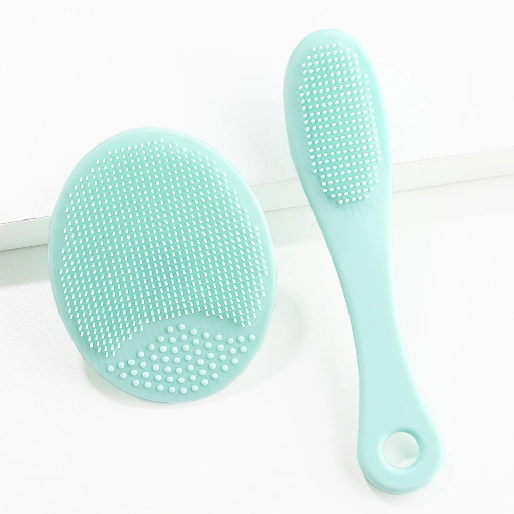 RANCAI 2-Pc Silicone Facial Cleansing Brush Set | Skin Care Facial Cleansing Brush QXL Green
