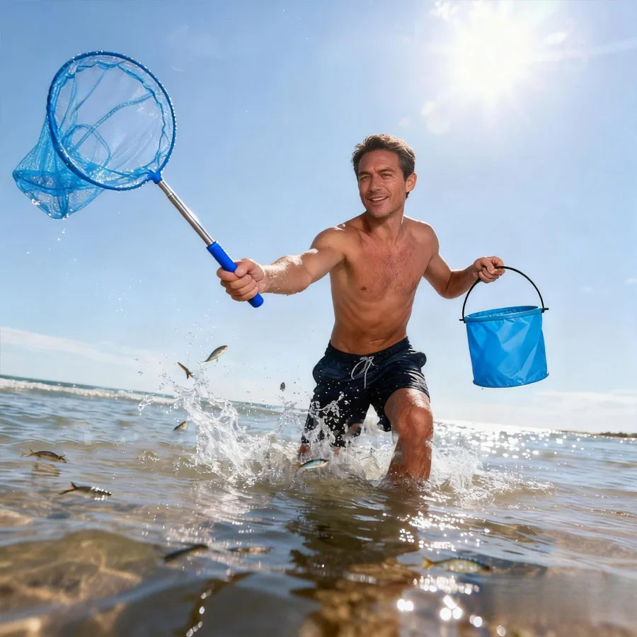 2-in-1 Kids Fishing Net & Foldable Bucket | Outdoor Toy Set Kids Outdoor Toy Set QXL
