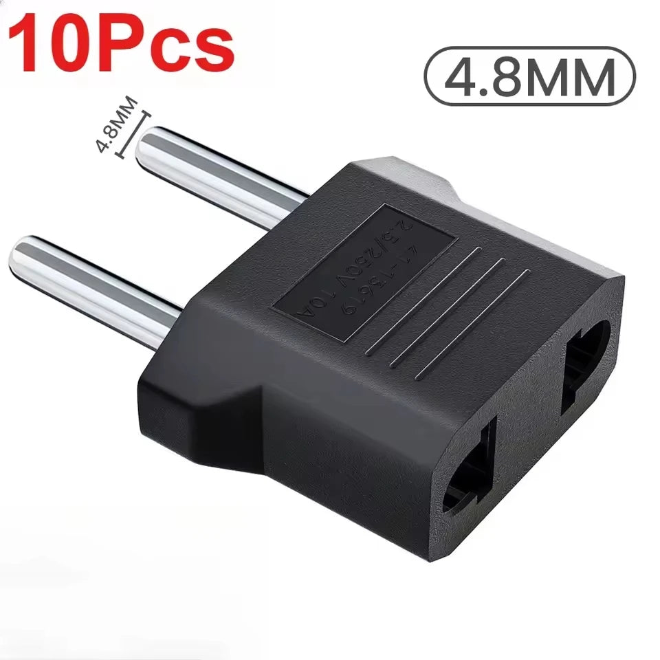 US to EU Travel Plug Adapter 3/5/10-Pack | European Socket Travel Plug Adapter QXL 10pcs 4.8mm black