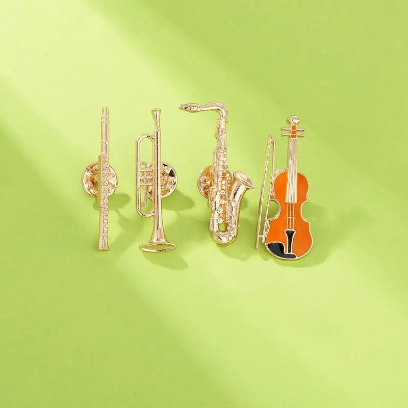 Musical Instrument Enamel Brooch Pin | Trumpet Violin Saxophone Enamel Brooch Pin QXL