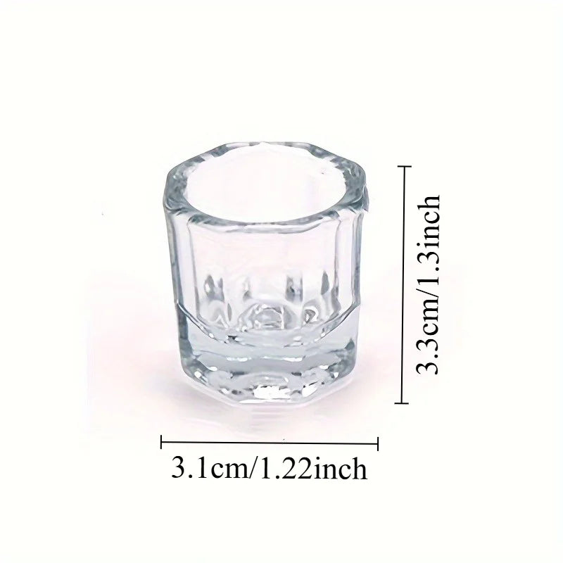 Nail Art Octagonal Crystal Cup | Liquid Blending Cup Nail Liquid Cup QXL