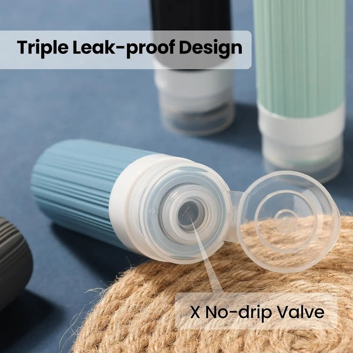 4-Pack 90ml Leak-Proof Silicone Travel Bottles + Toiletry Bag Silicone Travel Bottles QXL