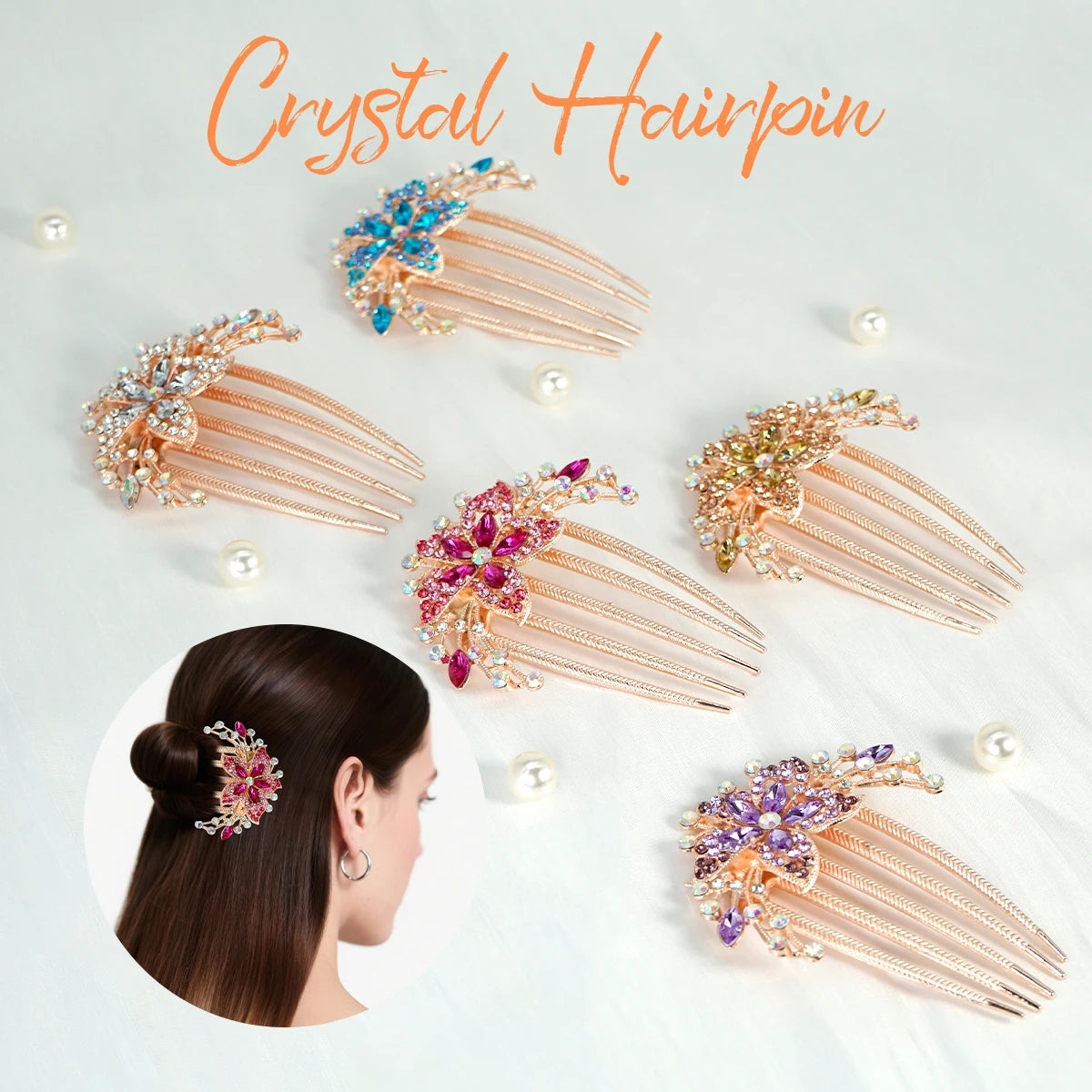 Crystal Rhinestone Flower Hair Comb | Elegant Women's Accessory Rhinestone Hair Comb QXL