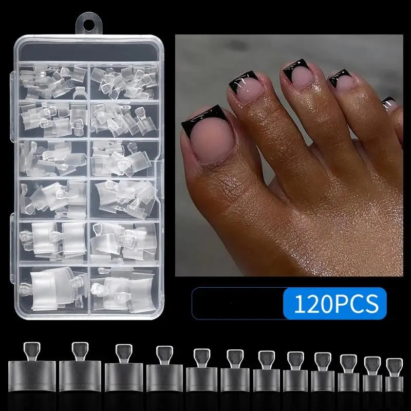 120-Pack Frosted Half Cover Fake Toe Nail Tips | Press On Fake Toe Nail Tips QXL