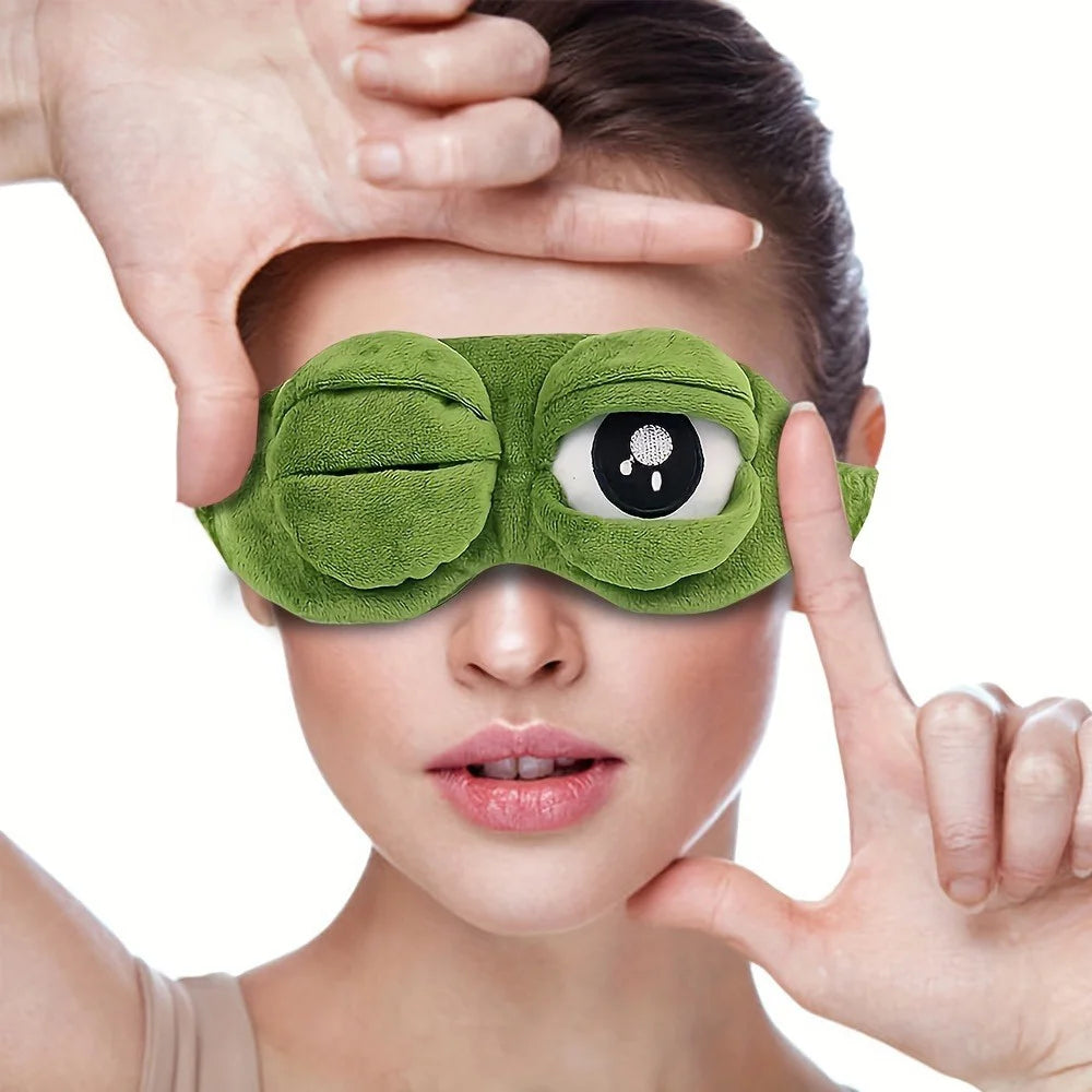 3D Frog Sleep Mask – Soft Plush Blindfold for Travel & Home Sleep Mask QXL