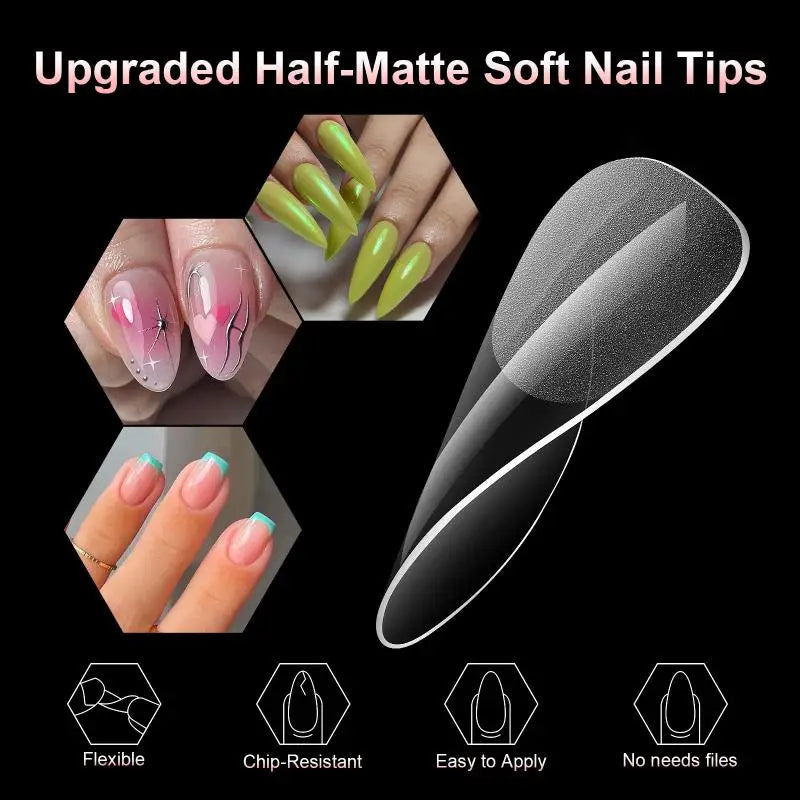 120-Pc Clear Semi-Matte False Nail Tips | Full Coverage DIY False Nail Tips QXL