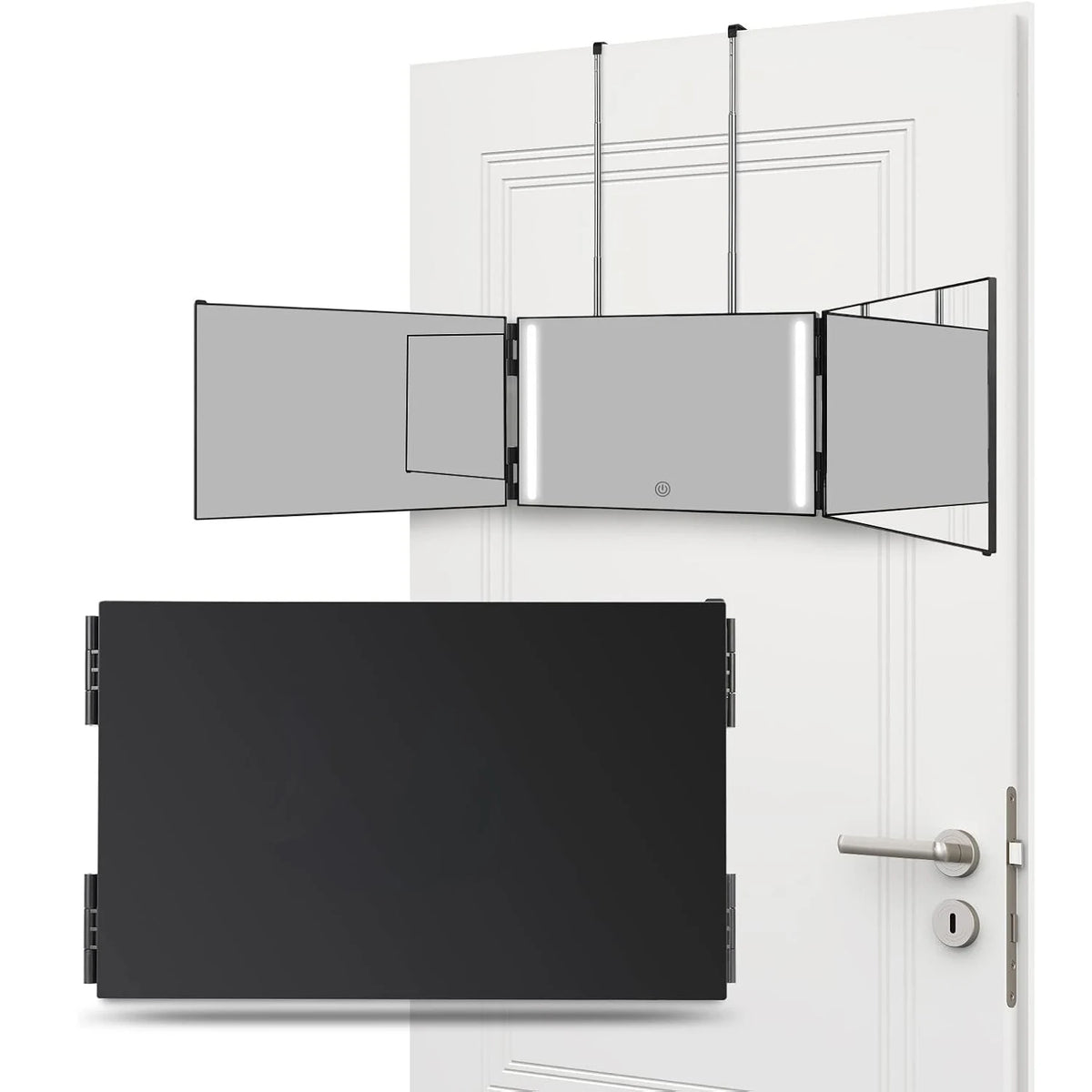 LED Trifold 3-Way Mirror with Lights | Adjustable Height LED Vanity Mirror QXL