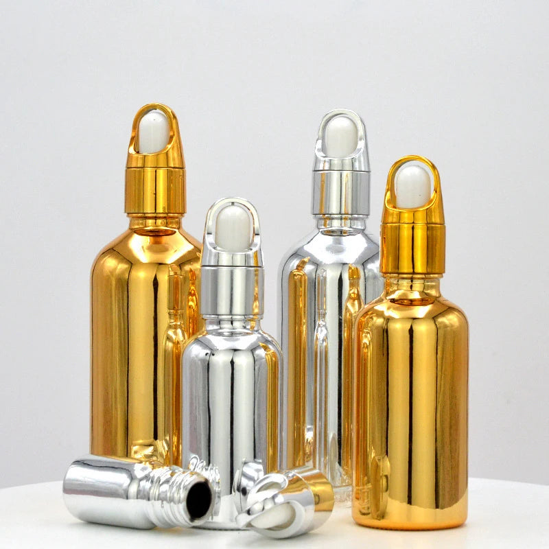 Gold Glass Dropper Bottles 5ml–100ml | Essential Oil & Travel Glass Dropper Bottle QXL