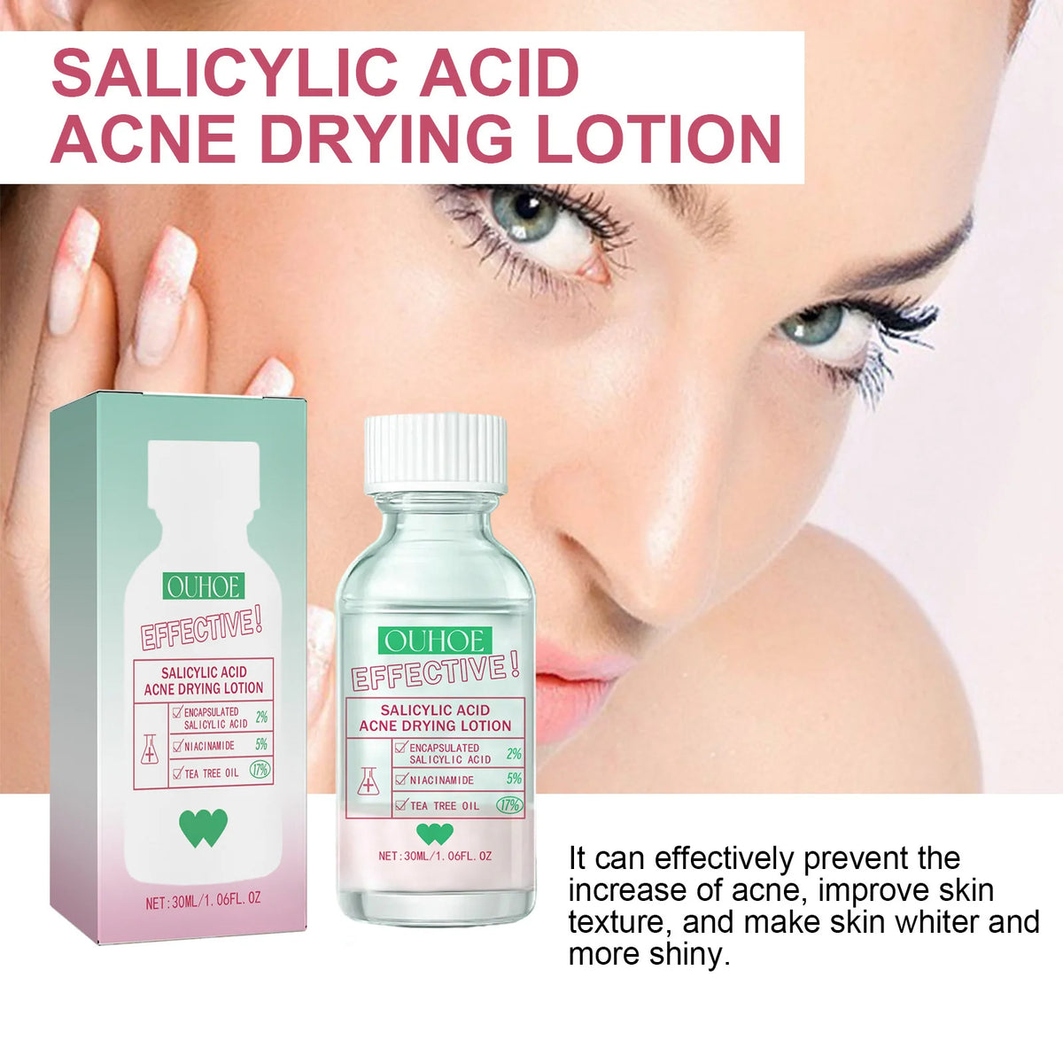 Salicylic Acid Pore-Clearing Acne Solution 30ml | Oil Control Acne Spot Treatment QXL