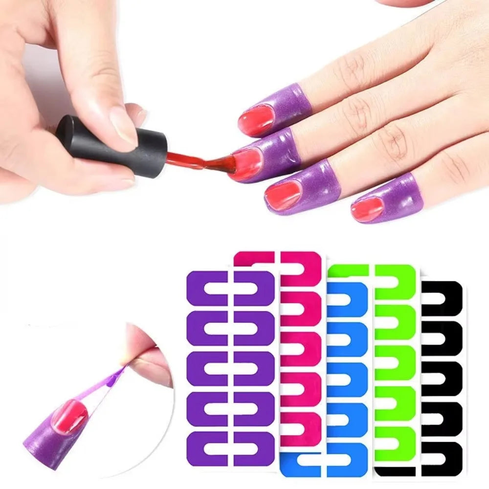 10-Pack U-Shape Nail Polish Overflow Protector Stickers Nail Protector Sticker QXL