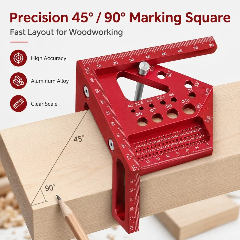 Aluminum Alloy Woodworking Triangle Square | Multi-Angle Ruler Carpenter Marking Square QXL