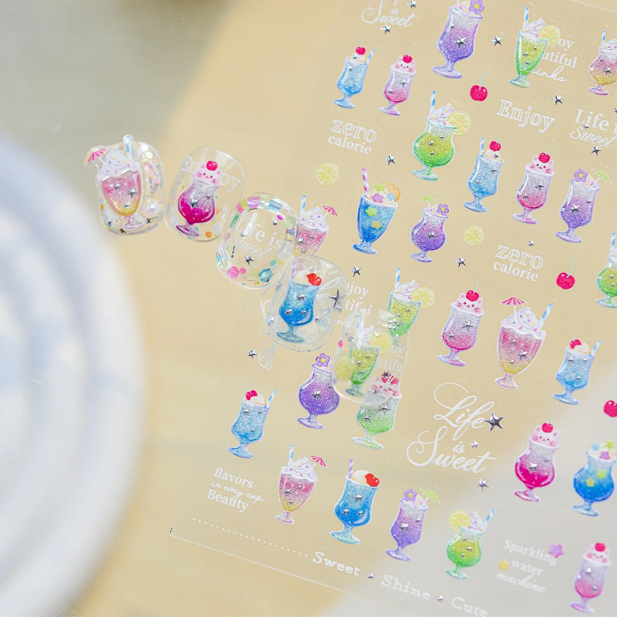 5D Summer Drinks Nail Stickers | Self-Adhesive Decals Nail Art Stickers QXL
