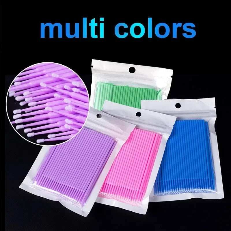 100-Pack Eyelash Extension Micro Cleaning Brushes & Swabs Lash Cleaning Brushes QXL
