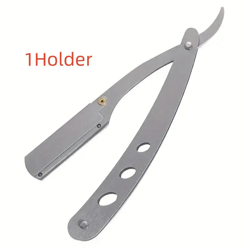 Foldable Straight Safety Razor | Stainless Steel Men's Shaver Manual Safety Razor QXL M291 1Holder