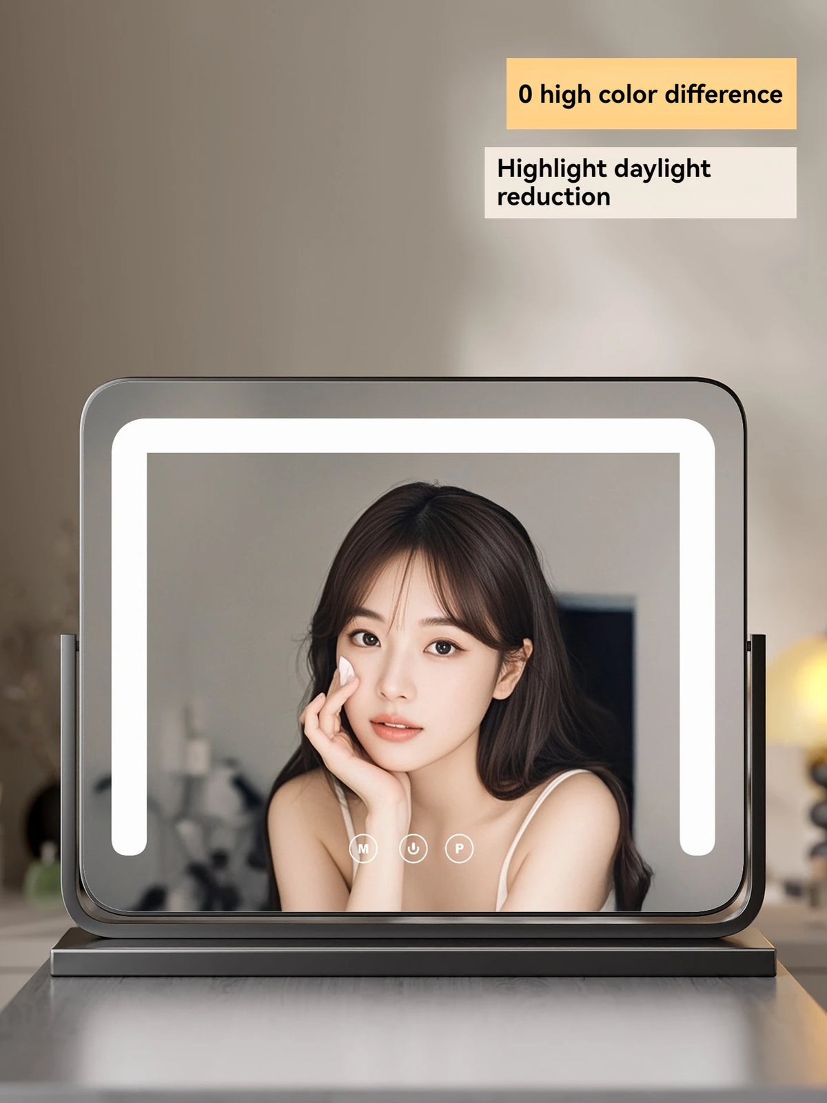 Large LED Tabletop Vanity Mirror | Rotating Smart Makeup Mirror LED Vanity Mirror QXL
