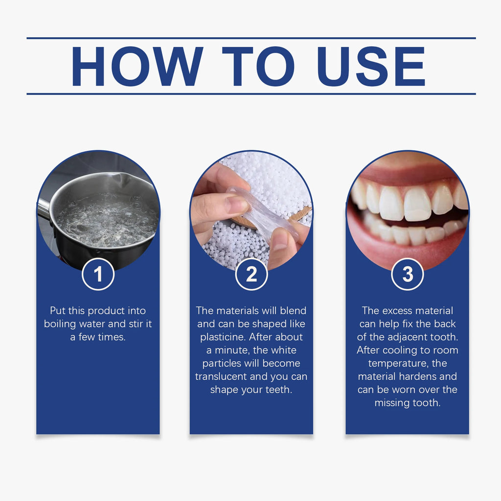 Moldable Temporary Tooth Repair Kit | DIY Denture Adhesive Beads Denture Repair Kit QXL