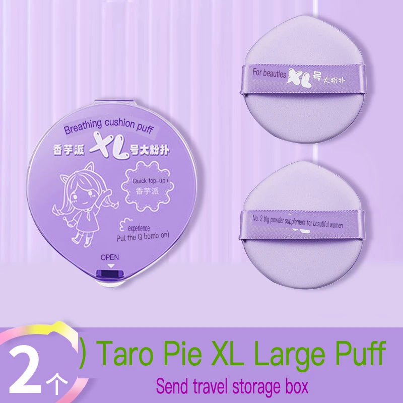 Large Soft Powder Puff Sugar Design | Air Cushion Foundation Cosmetic Powder Puff QXL Two plus one box China Mainland