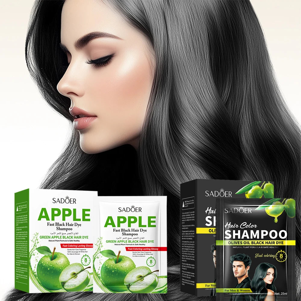 10-Pack 4-in-1 Black Hair Color Shampoo | 15-Min Herbal Formula Hair Color Shampoo QXL