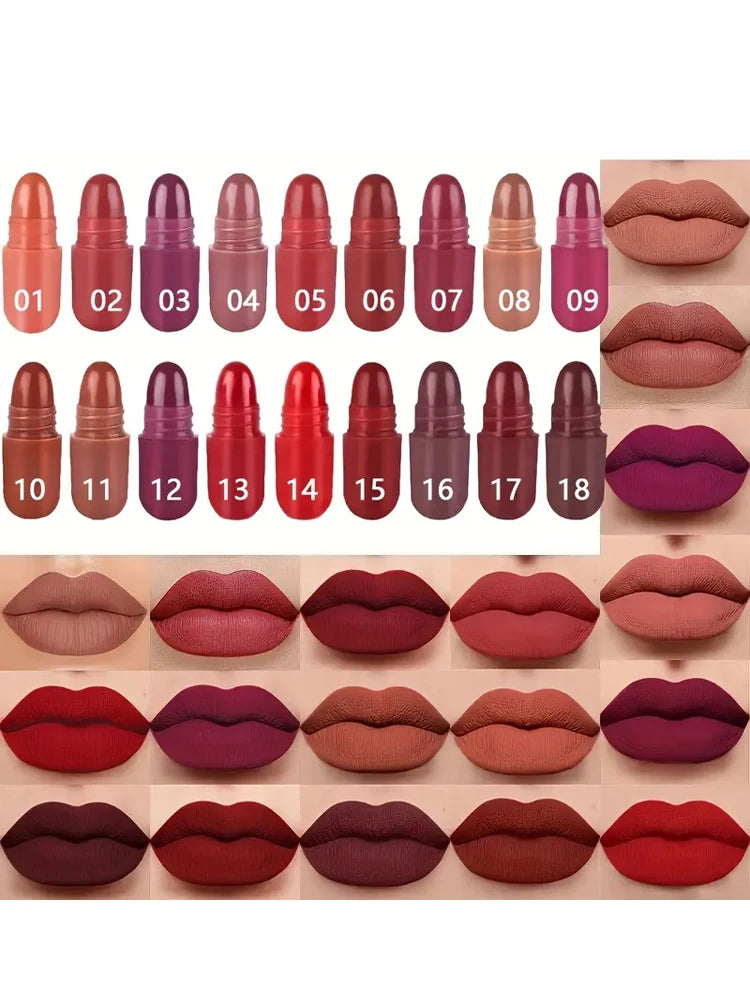18-Piece Mini Lipstick Set | Matte, Gloss & Lip Liner Lip Makeup Set QXL 18Lip Stick Set