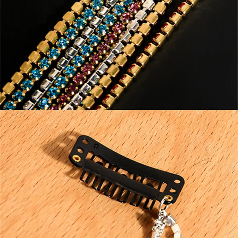 Luxury Rhinestone Tassel Hair Clip | Fringe Chain Hairpin Rhinestone Hair Clip QXL