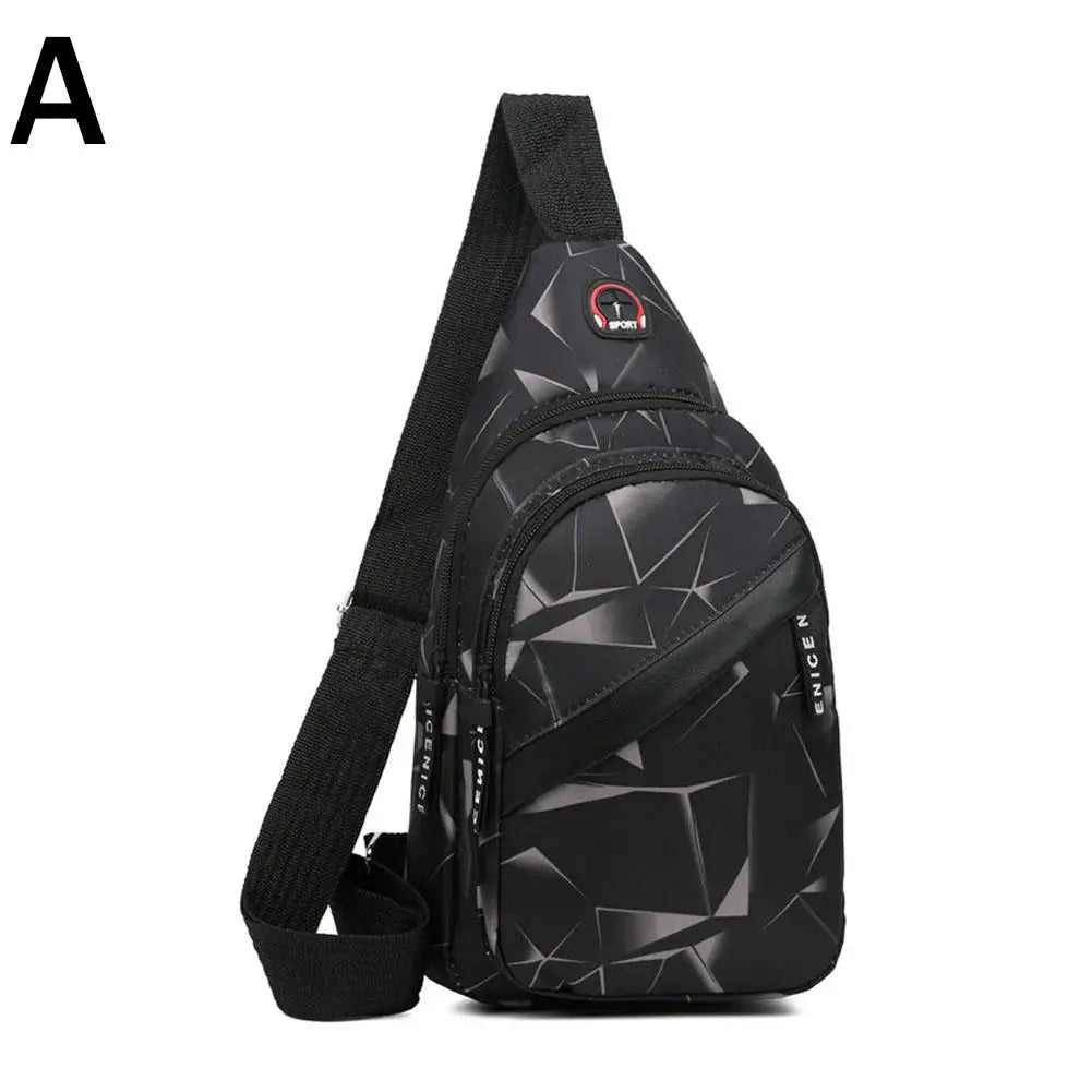Oxford Crossbody Chest Bag | Large Capacity Unisex Sling Pack Crossbody Chest Bag QXL Black Double layer