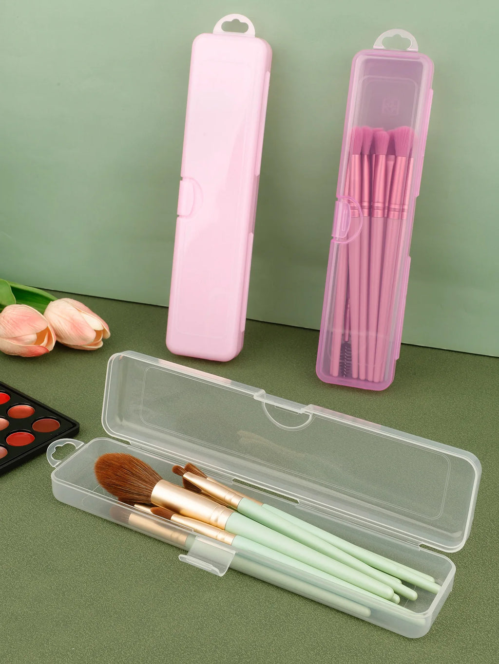 Portable Dustproof Makeup Brush Case with Lid | 5-Pack Travel Makeup Brush Organizer QXL