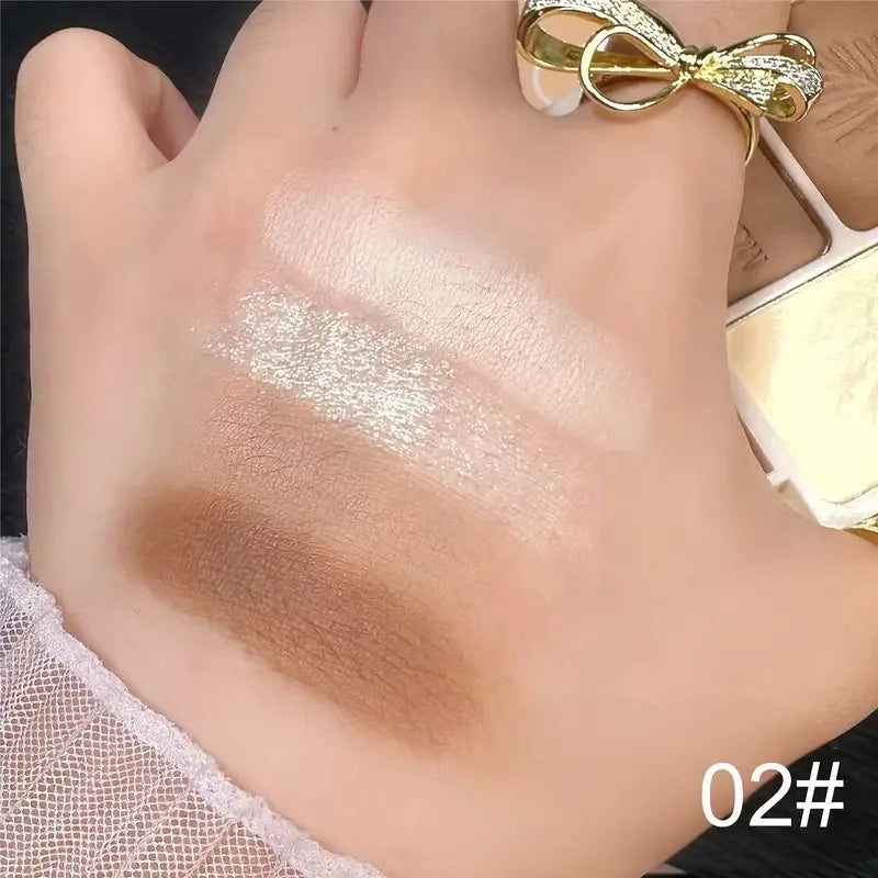 4-in-1 Highlight & Contour Powder Palette with Mirror Contour & Highlight Palette QXL