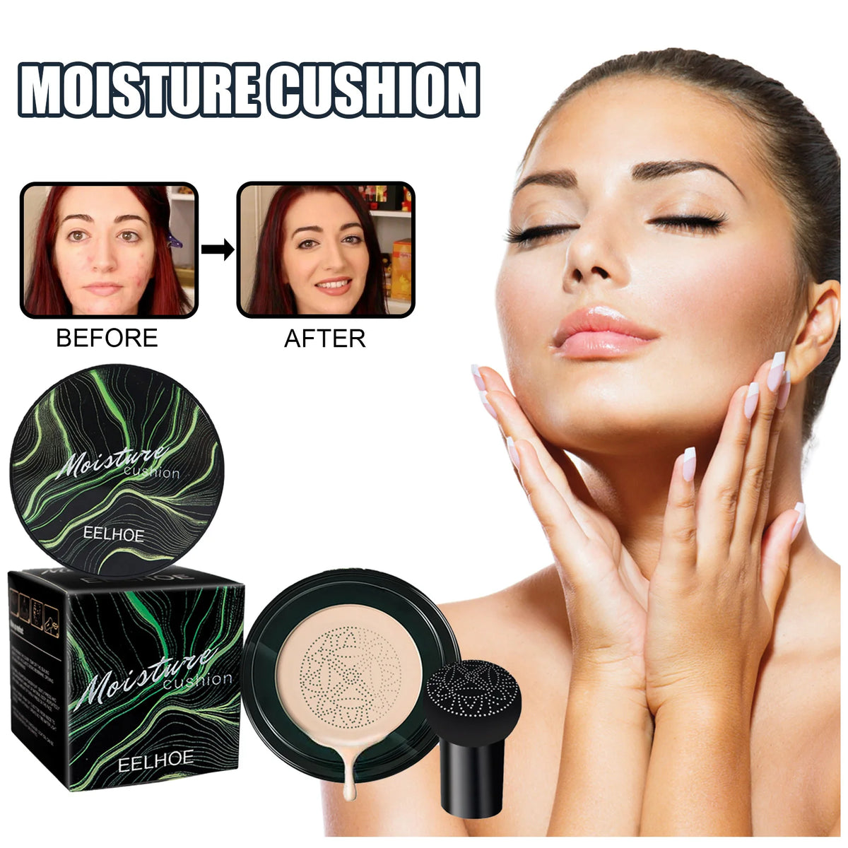 Eelhoe Mushroom Head Air Cushion BB Cream Foundation Concealer Air Cushion Foundation QXL