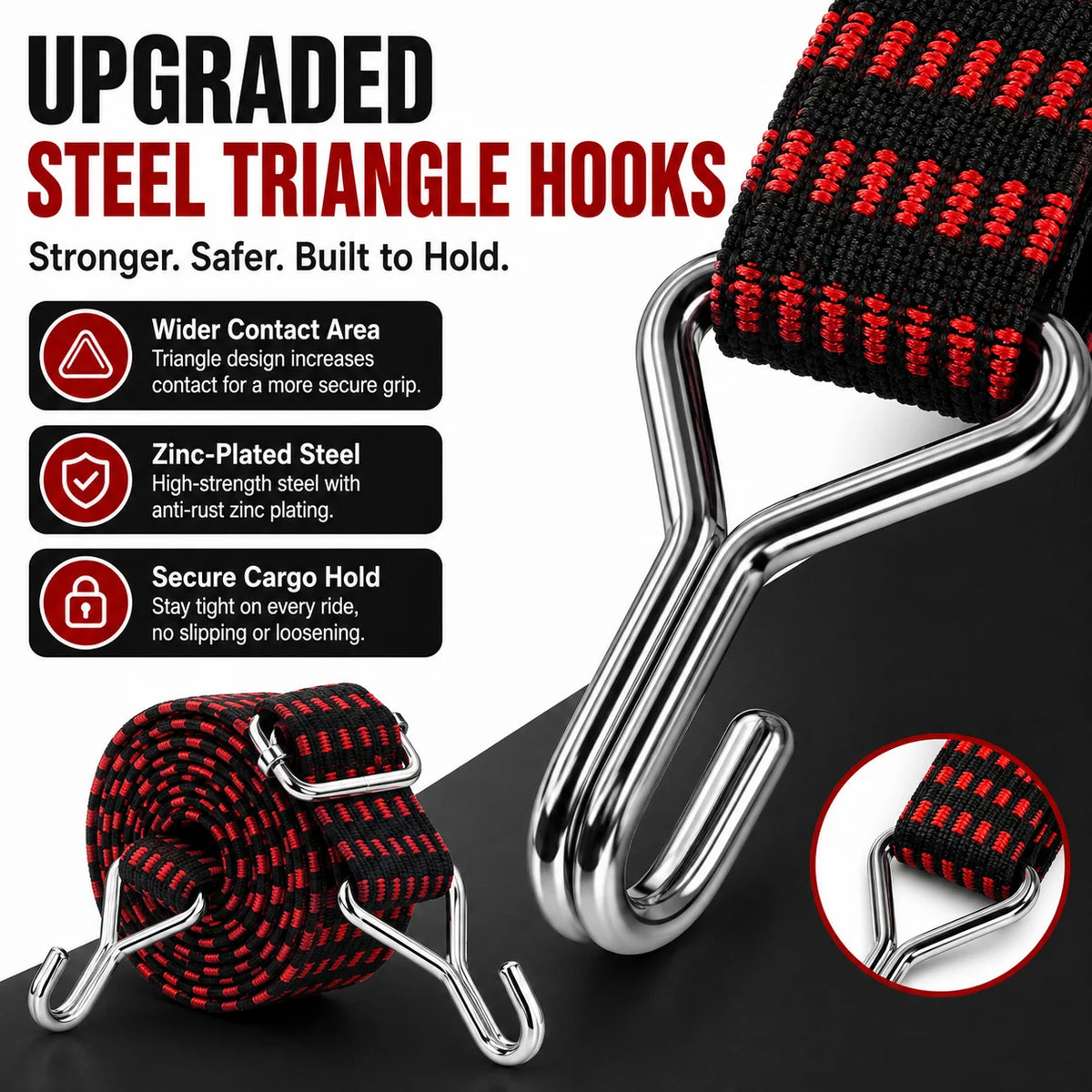 3cm Elastic Cargo Tie Down Strap with Metal Hooks 1–5M Elastic Cargo Strap QXL