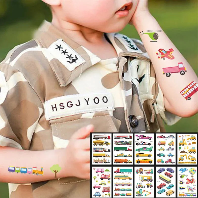 5-Pack Kids Waterproof Temporary Tattoo Stickers – Cars & Helicopters Temporary Tattoo Stickers QXL