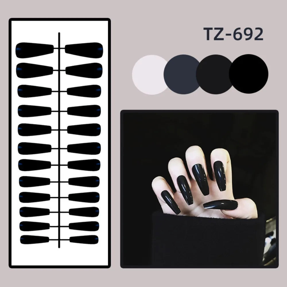24-Pc Long Ballet Press-On Nails | Full Cover False Nail Set Press-On Nail Set QXL TZ-692