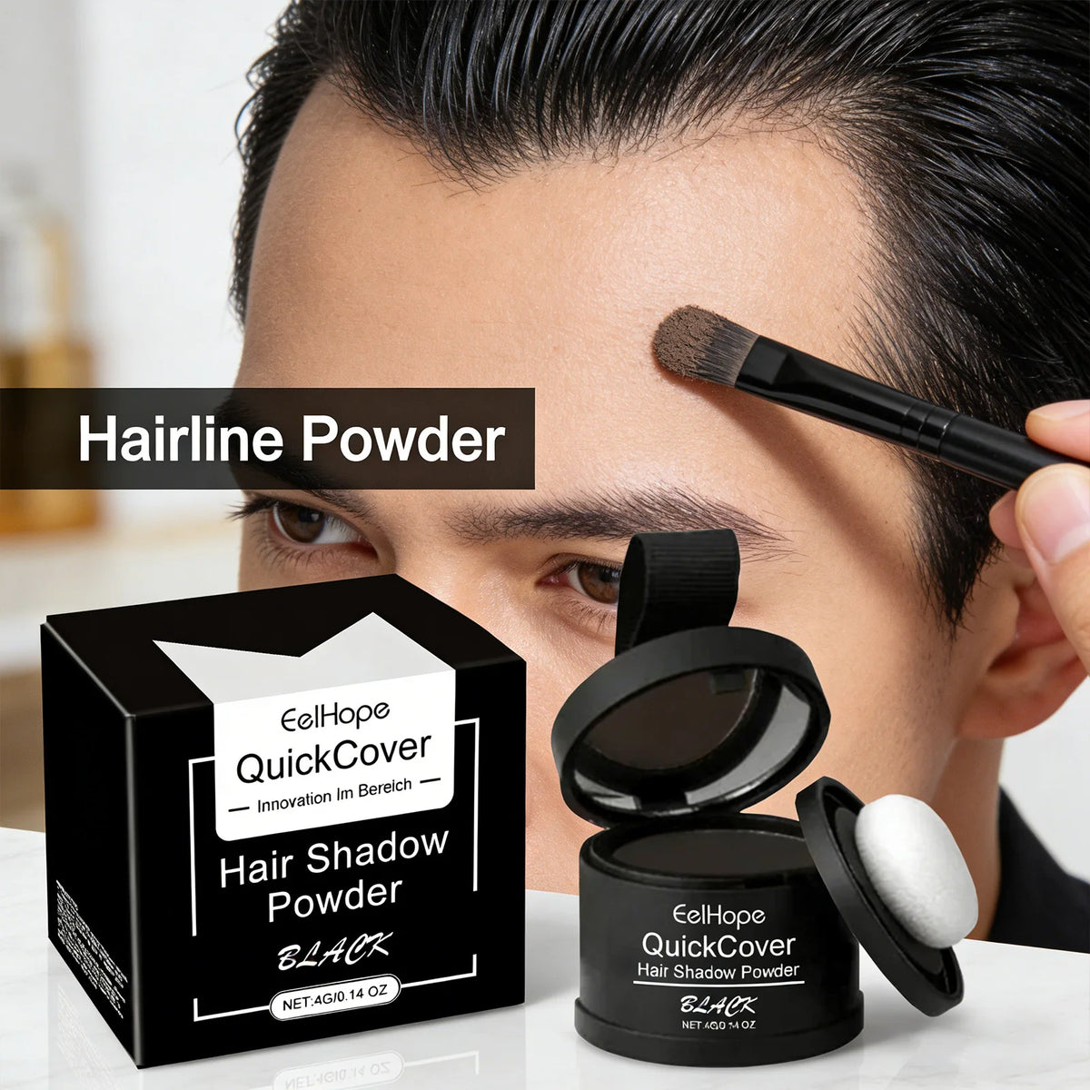 Eelhope Hairline Powder – Instant Root Cover, Waterproof 4g Hair Root Cover Powder QXL