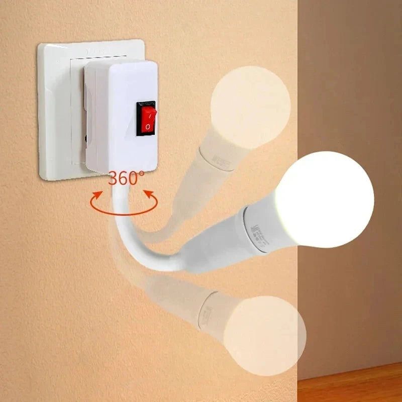 E27 Plug-In Swivel Bulb Holder with Switch & Flex Hose EU Plug Plug-In Lamp Socket QXL
