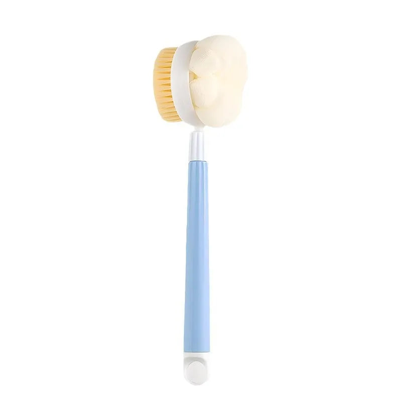 Long Handle Back Scrubber | Stiff & Soft Bristles, Anti-Slip Bath Scrubber Brush QXL Blue