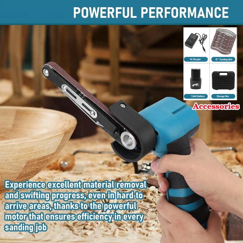 Cordless Mini Belt Sander 16.8V | Variable Speed + 10 Belts Cordless Belt Sander QXL