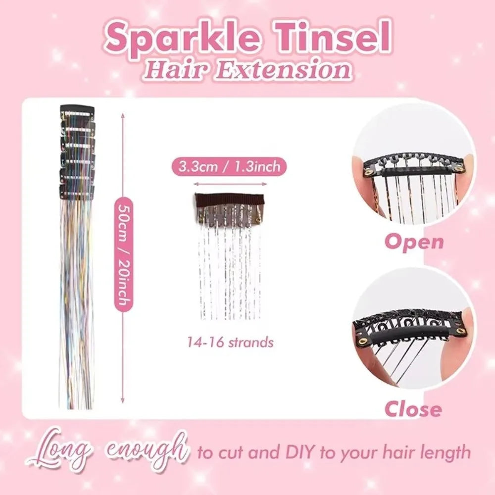Clip-In Fairy Hair Highlight Extension | Glitter Hairpiece 50cm Clip-In Hair Extension QXL
