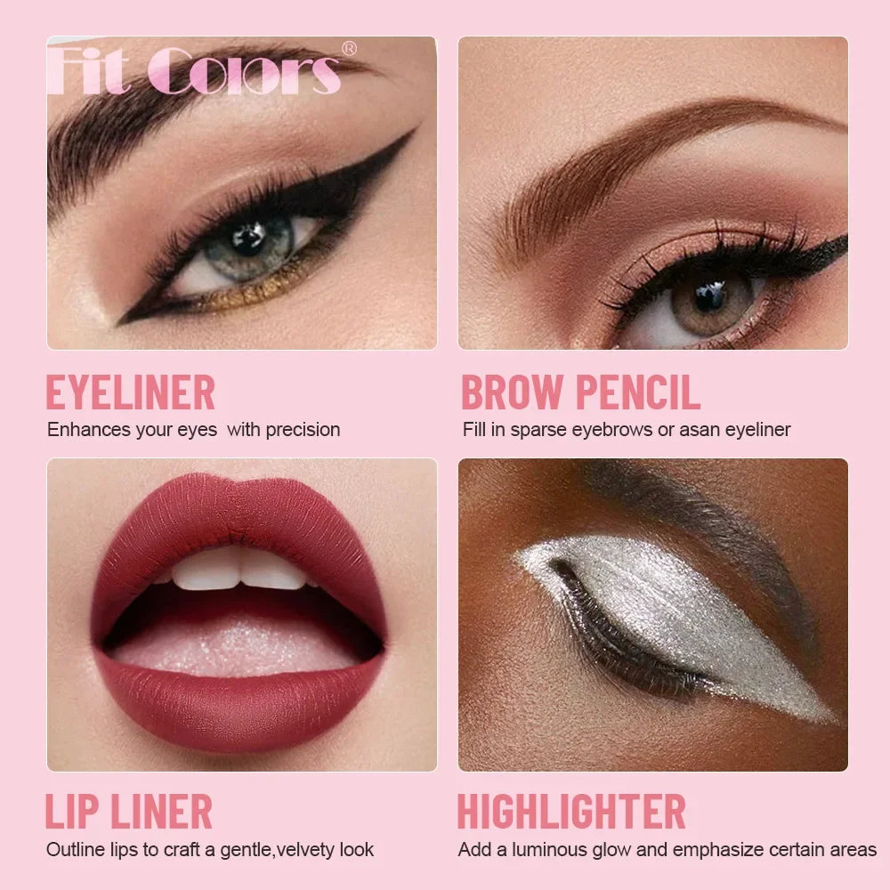 Fit Colors 4-in-1 Makeup Pen | Eyeliner, Brow, Lip & Highlight Multifunctional Makeup Pen QXL