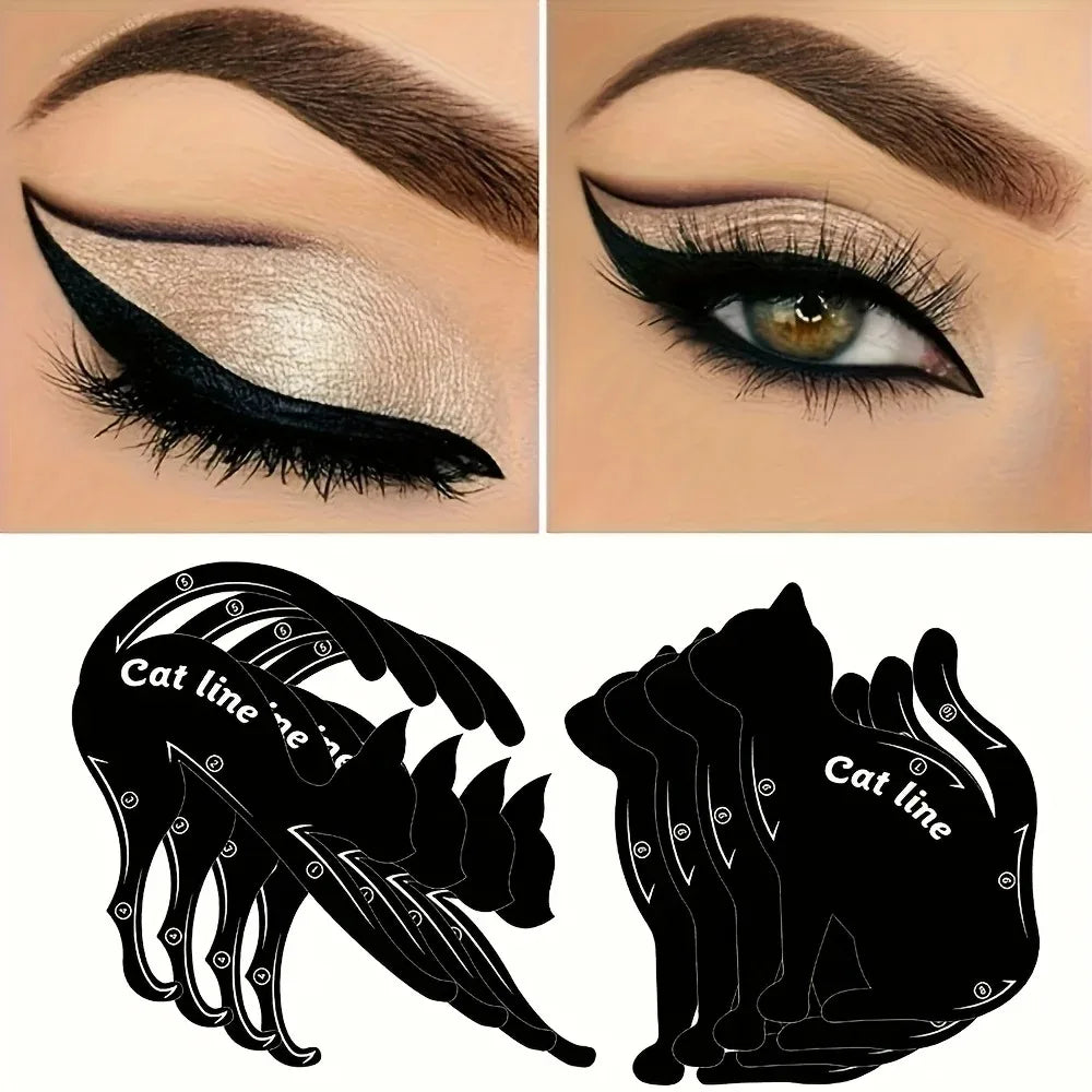 2-Pc Reusable Cat Eye & Smokey Eye Eyeliner Stencil Set Eyeliner Stencil Set QXL