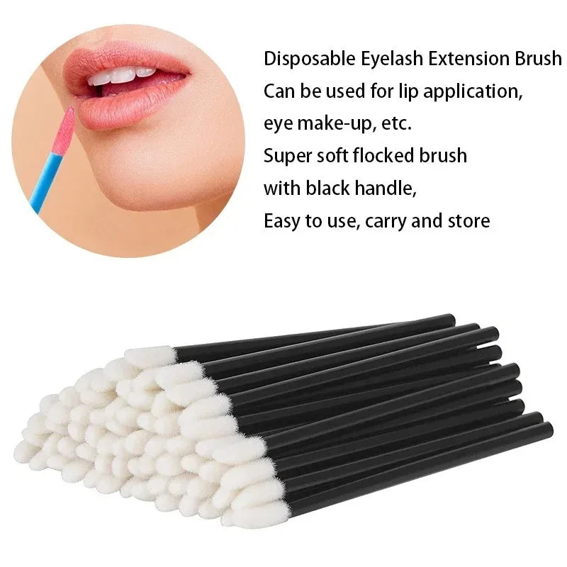 100-Pack Disposable Lip Brushes & Lash Extension Wands Disposable Makeup Applicators QXL