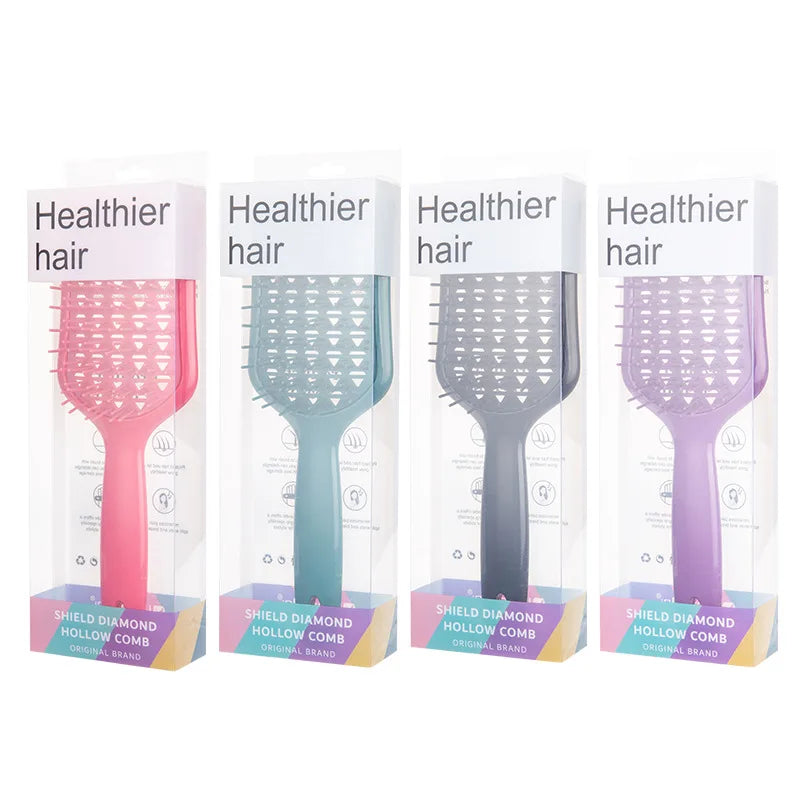 Diamond Hollow Shield Comb | Colour-Changing Detangling Hair Detangling Comb QXL