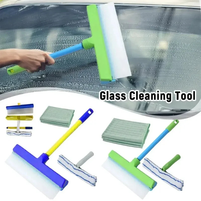 Microfiber Glass Cleaning Set with Squeegee | Windows & Tiles Glass Cleaning Set QXL