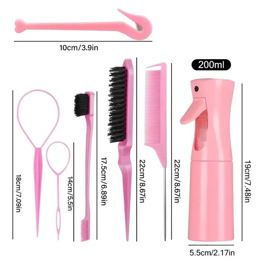 7-Piece Edge Control & Braiding Hair Tool Set | Ponytail Kit Hair Styling Tool Set QXL