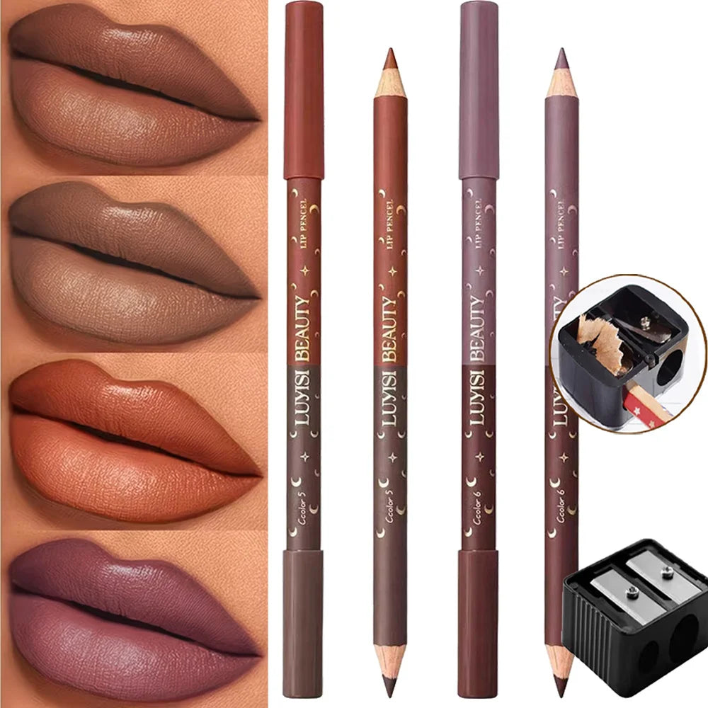 3-Piece Lip Liner Set – 2 Double-Tip Liners + Sharpener Lip Liner Set QXL