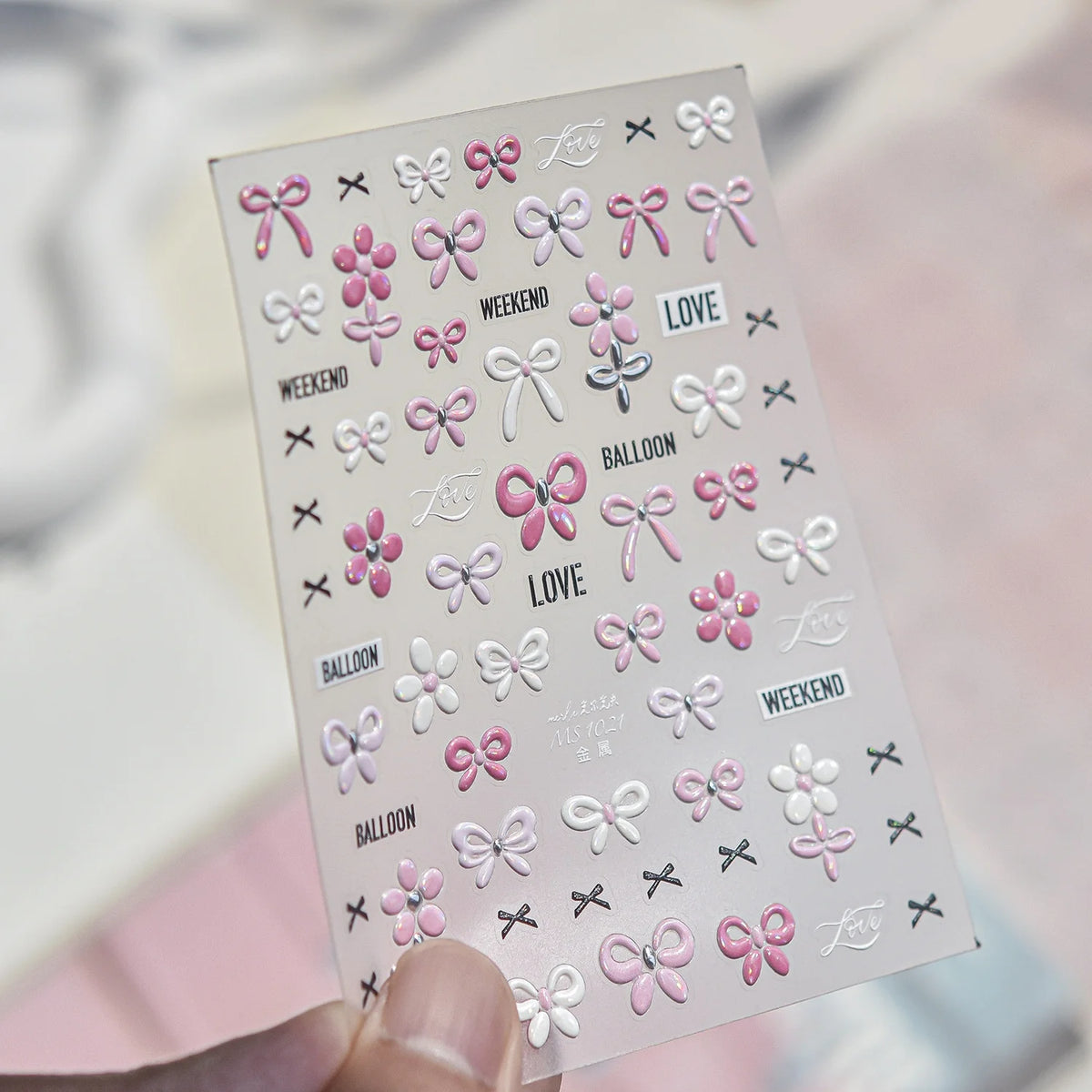 5D Cartoon Nail Stickers – Peach Cat Watermelon Self-Adhesive Nail Art Stickers QXL MS1021