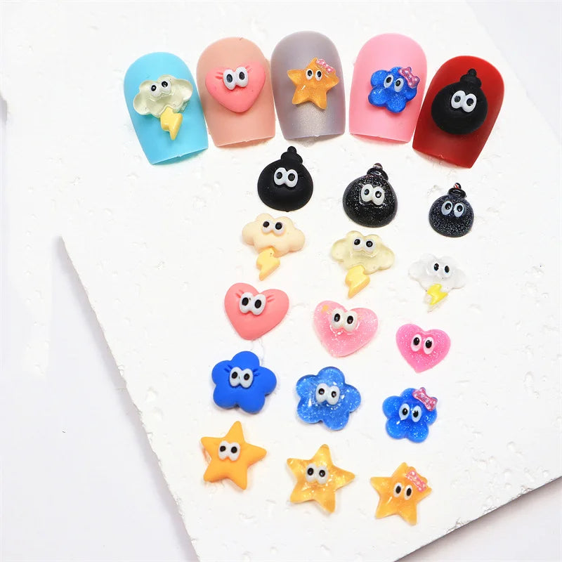 20-Pack 3D Kawaii Resin Nail Charms | Mixed DIY Manicure 3D Nail Art Charms QXL