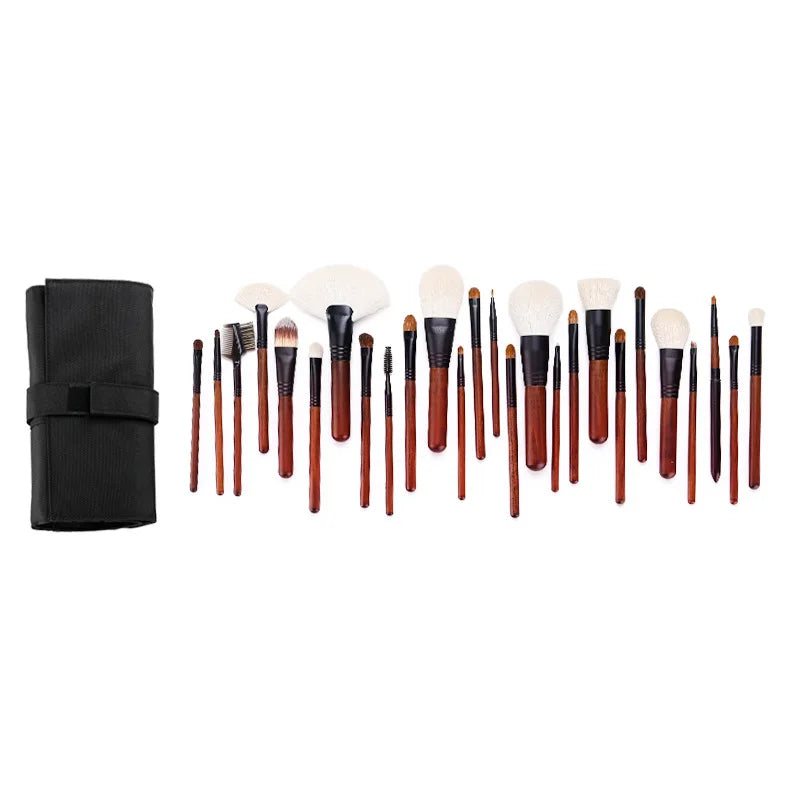 26-Pc Goat Hair Makeup Brush Set | Pro Foundation & Eye Kit Makeup Brush Set QXL