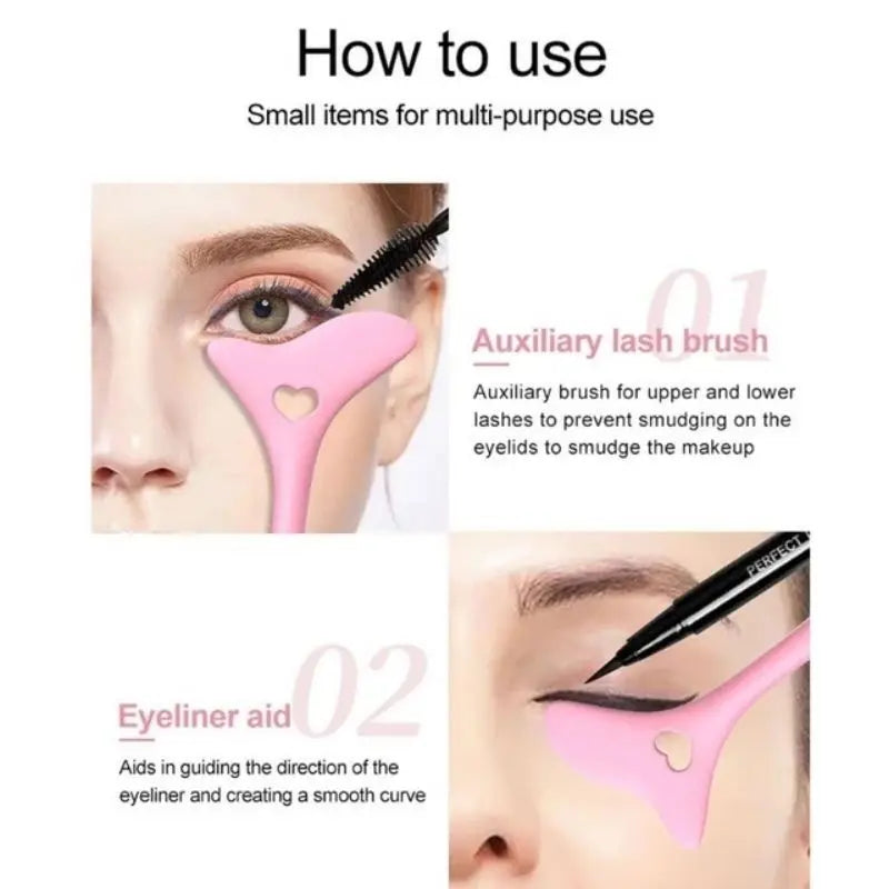 2-Pc Winged Eyeliner Stencil & Mascara Shield | Silicone Set Eyeliner Stencil Set QXL